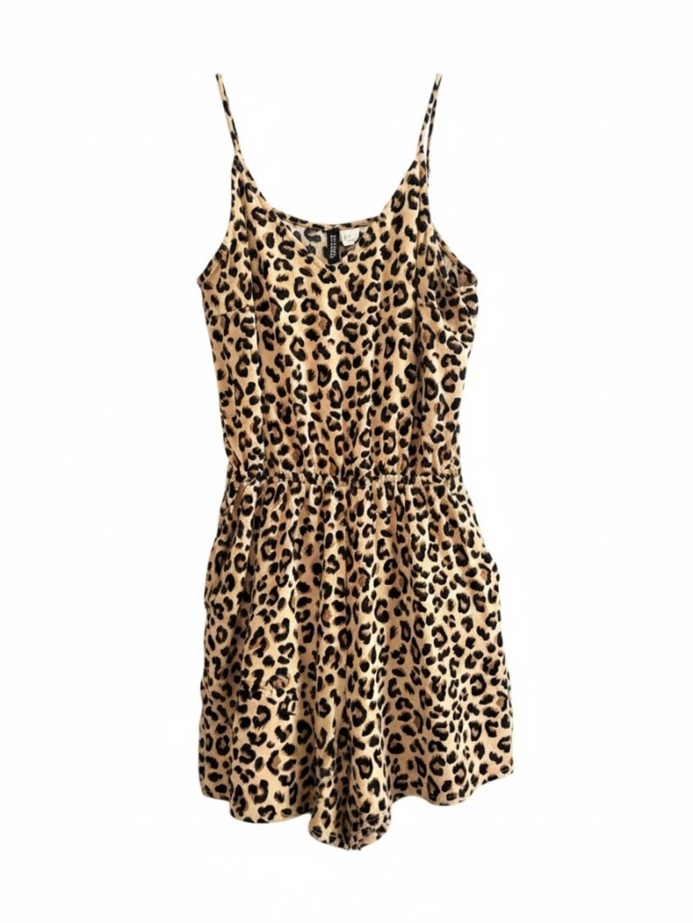 H&M Divided Leopard Print Spaghetti Strap Romper-Womans